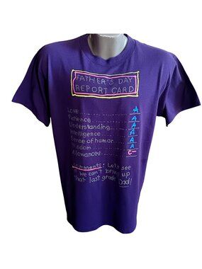 Large 1980's Vintage T-shirt Single Stitch Fathers Day Report Card Buttery Thin